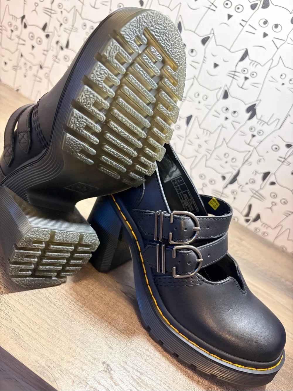 Dr. Martens Black Eviee Sendal Leather heeled shoes